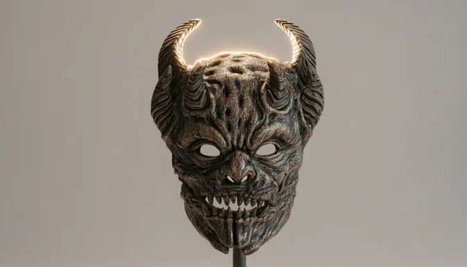 Final Product 3D Print Bronze Patina Art Debauchery Band Mask
